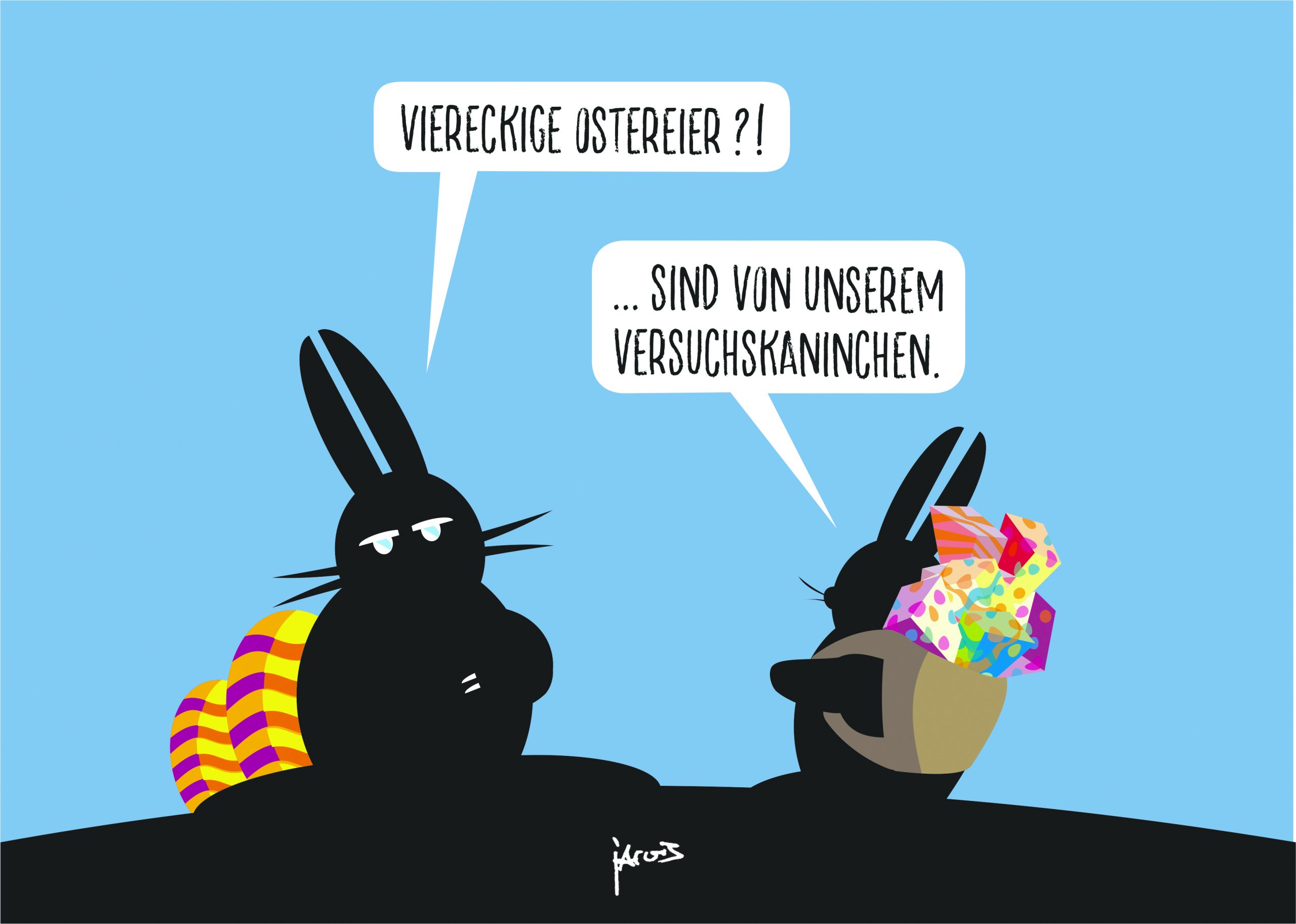 Karikatur Ostern - Versuchskaninchen